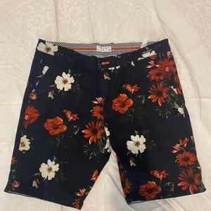Denim and Flower Shorts